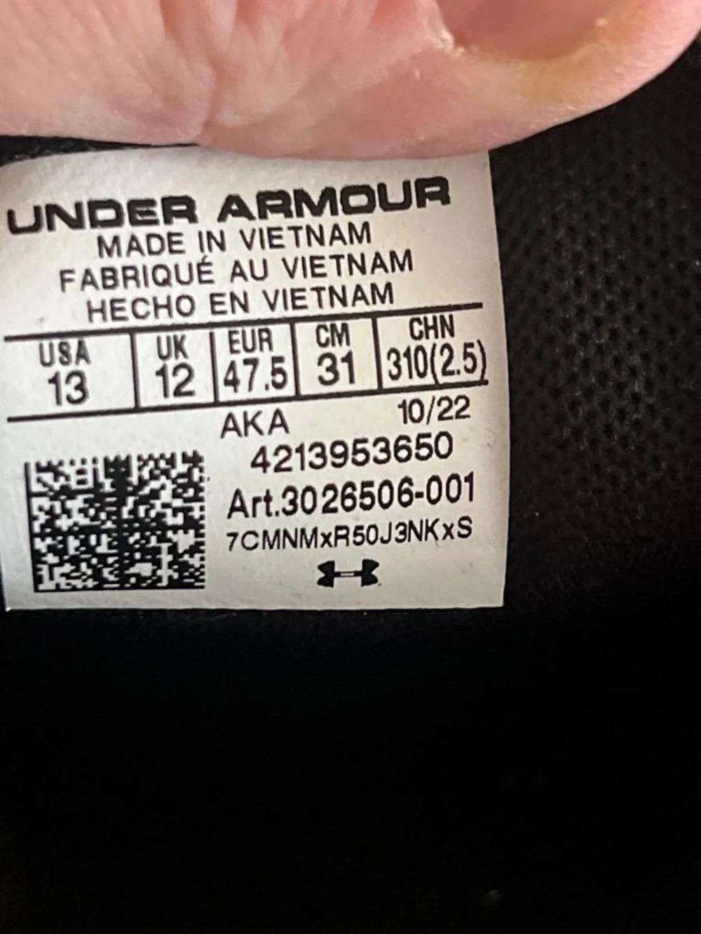 Under Armour Men’s Black and White Slip-On Athletic Shoes with Branded Strap